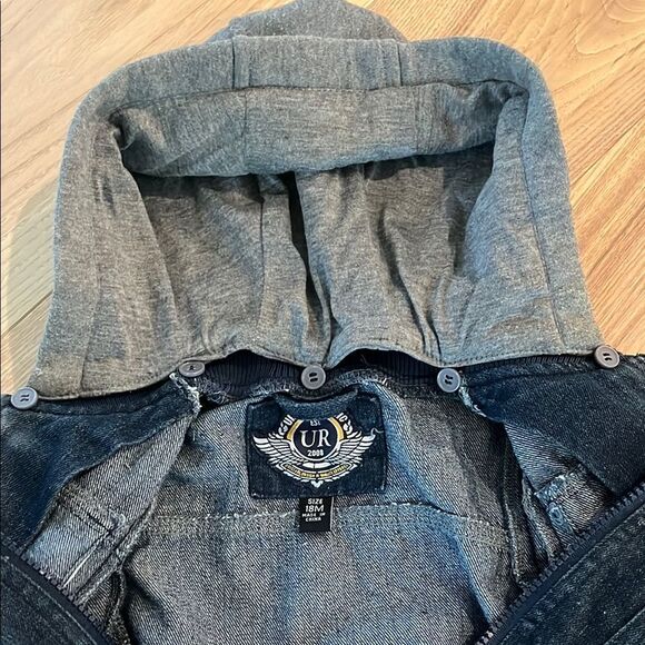 Urban Republic Blue Denim Jacket with Gray Sleeves - Picture 3 of 5